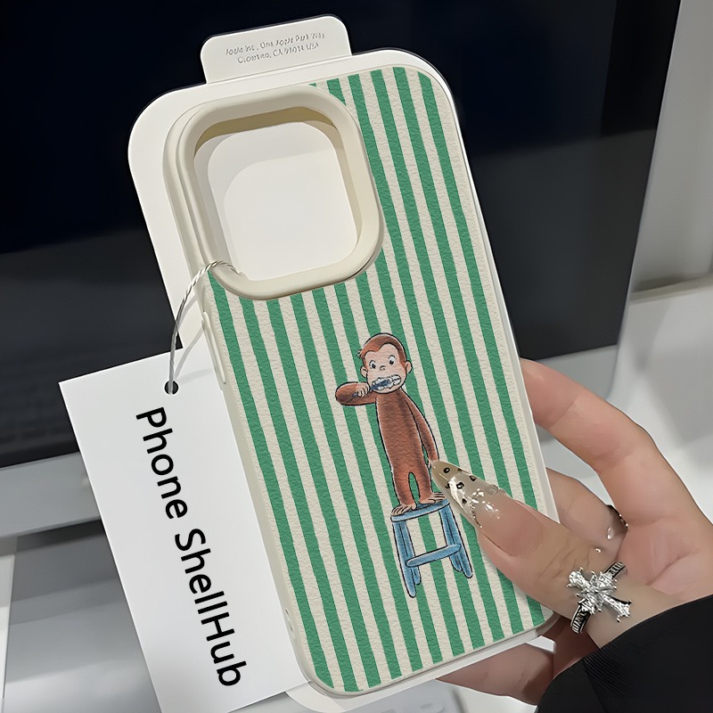 Xo Phone Accessories - Green Striped Toothbrush Monkey Lichee Pattern