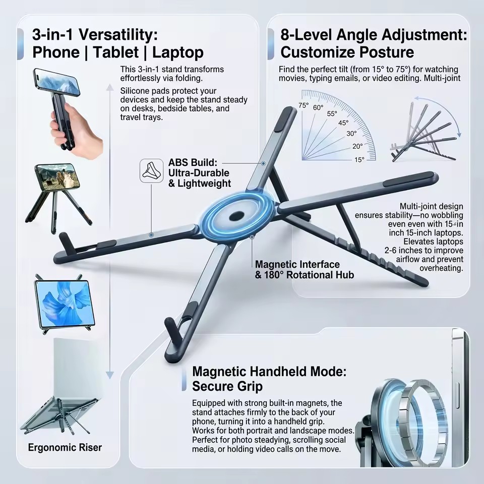 3 in 1 Foldable Magnetic Phone - Selfie Stick Tripod review and price
