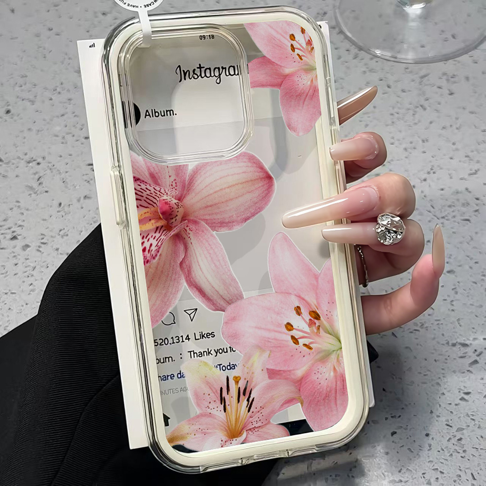 Pink Lily Flower Clear Phone C - Phone Accessories List review and price