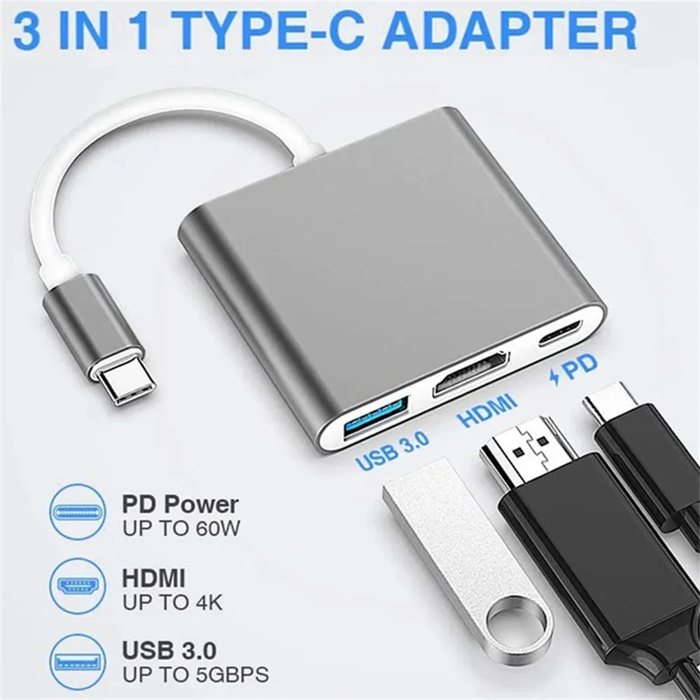 USB C HUB 3-in-1 Multiports Ad - Hdmi Phone Adapter review and price