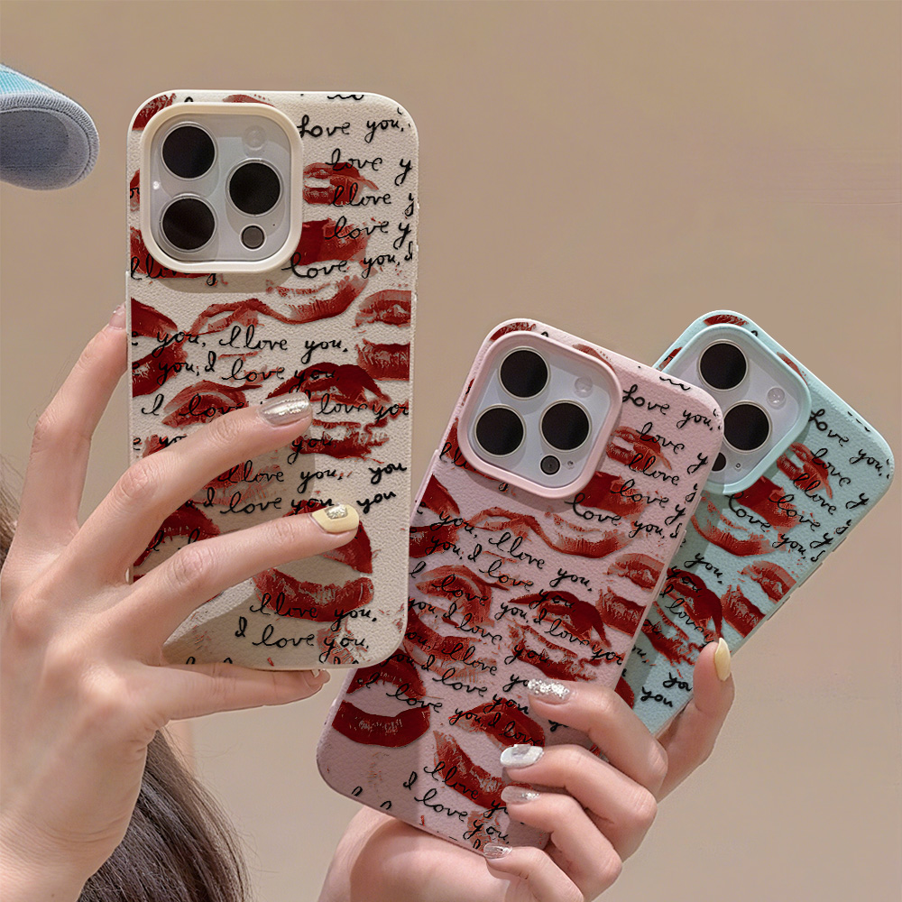 Bright Red Lips Leather Phone  - Phone Accessories List review and price