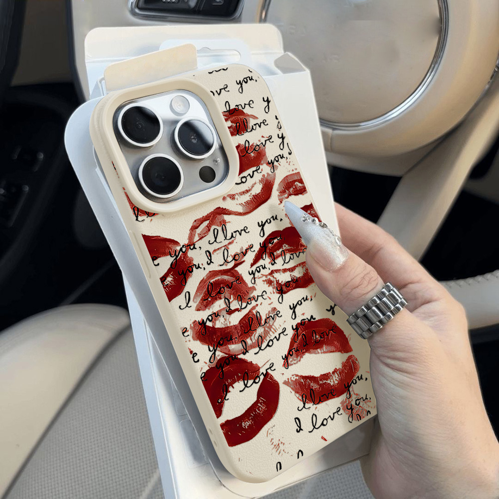 Bright Red Lips Leather Phone  - Phone Accessories List review and price