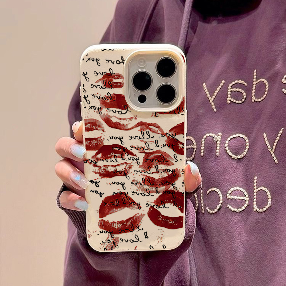 Bright Red Lips Leather Phone  - Phone Accessories List review and price